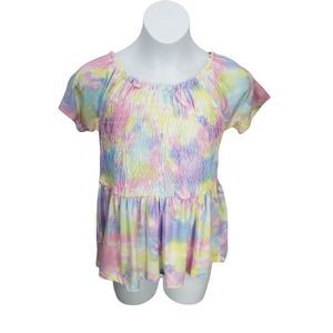 Bobbie Brooks Large‎ 10/12 rainbow peplum babydoll blouse top